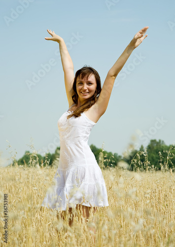 girl in white dress at cereals