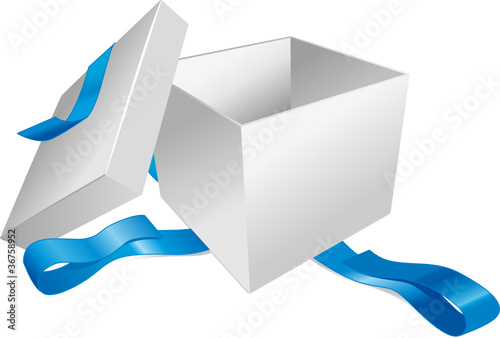 Cadeau ruban bleu ouvert