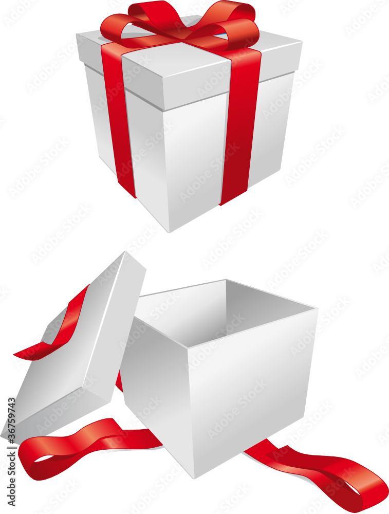 Cadeau Ouvert et Fermé Stock Vector | Adobe Stock