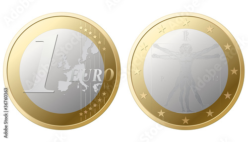1 Euro vector - front/back photo