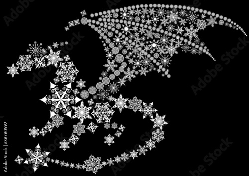 dragon from white snowflake