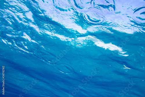 Blue sea water surface from underwater