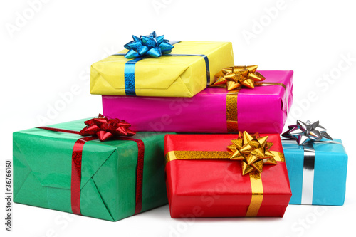 Colorful gift boxes photo