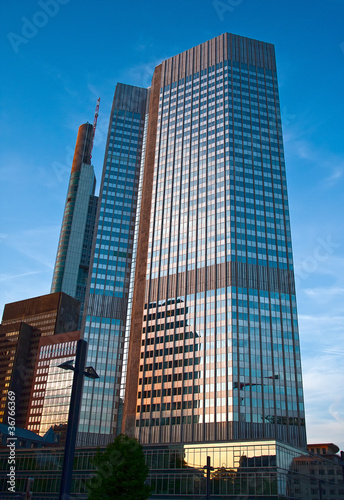 Skyscrapers in the city and blue sky. Frankfurt. Germany