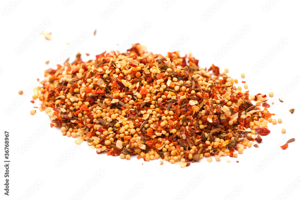 photo of multi-colored spices on white background photo of multi-colored spices on white background
