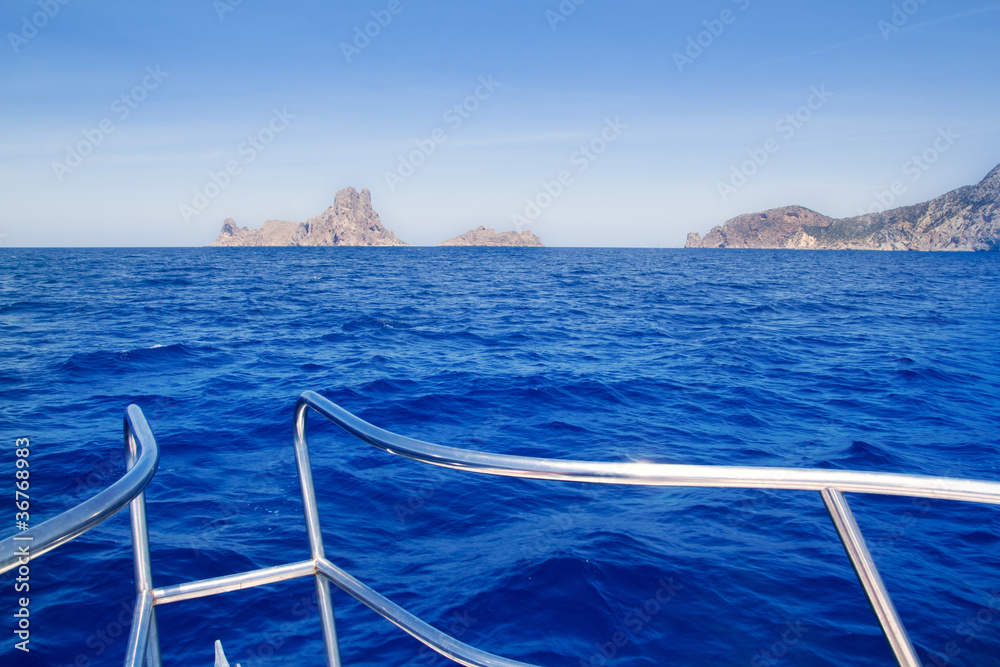 boat bow in Es Vedra of Ibiza island