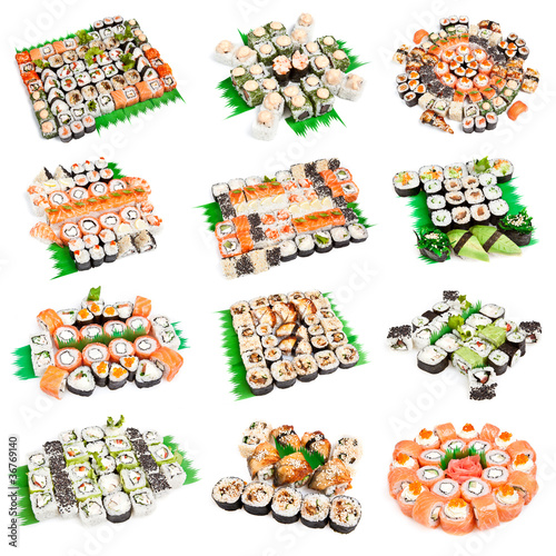 Fototapeta Naklejka Na Ścianę i Meble -  Sushi set - Different types of maki sushi and rolls