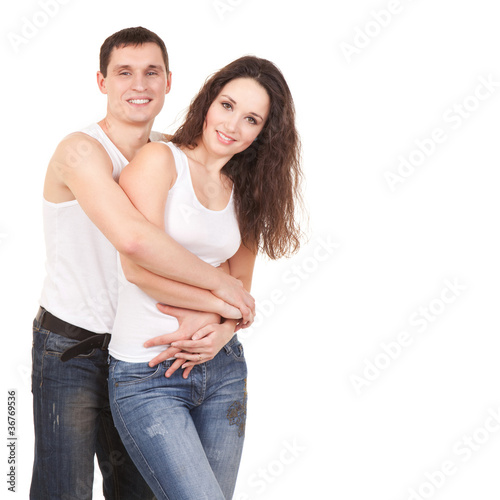 Happy couple on the white background