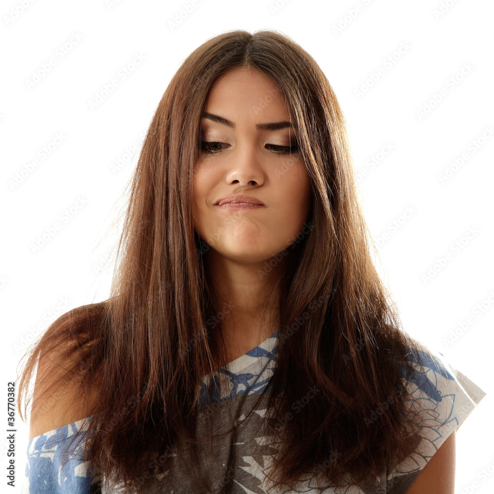 teen girl make crazy funny faces isolated on white Stock Photo | Adobe Stock
