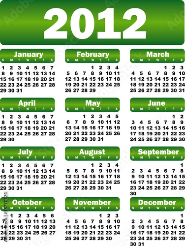 calendar for 2012 green