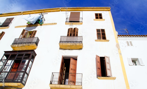 Ibiza town white facades of mediterranean