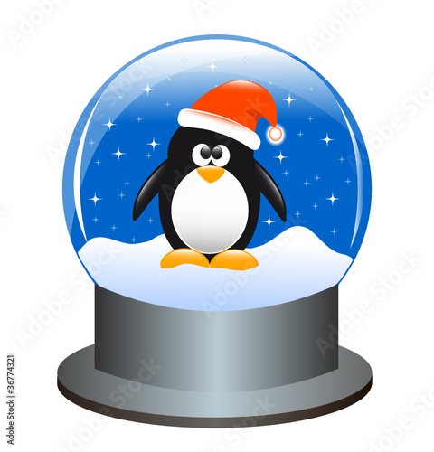schneekugel mit pinguin