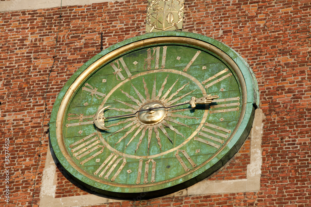 .Krakow - clock face on the tower of the cathedral of Wawel