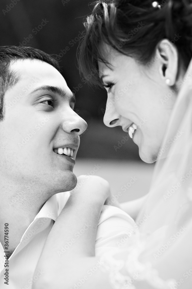 Fototapeta premium Happy bride and groom