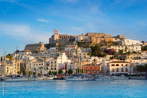 Ibiza Eivissa town with blue Mediterranean © lunamarina