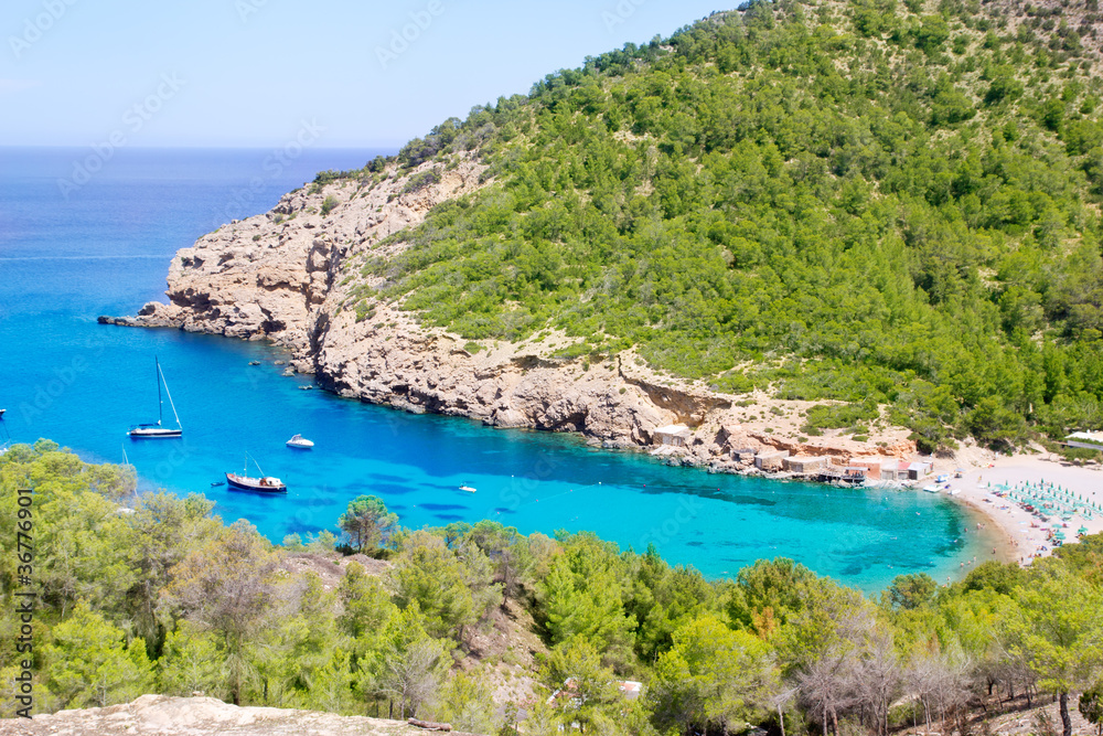 Ibiza Port de Benirras beach turquoise color