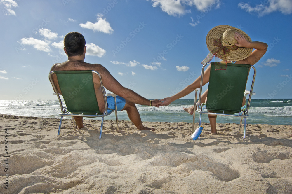 Young couple enjoying a day on the beach
