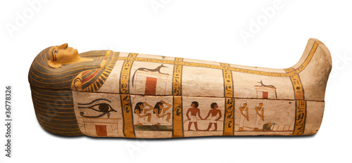 Valokuva Egyptian sarcophagus isolated with clipping path