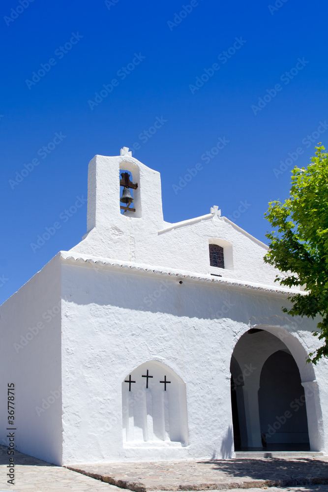 Ibiza white church in Sant Carles Peralta