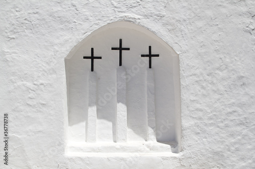 Ibiza white church in Sant Carles Peralta photo