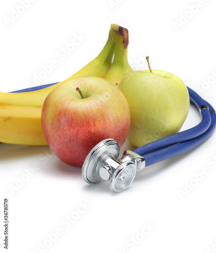 Obst mit Stethoskop