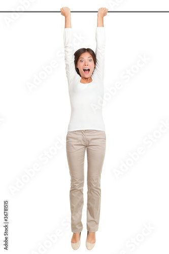 woman hanging isolated