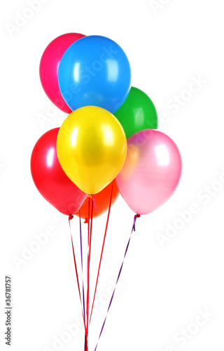 bright balloons isolated on white.