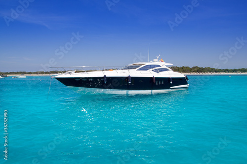 yatch in turquoise beach of Formentera