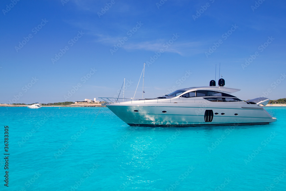 yatch in turquoise beach of Formentera