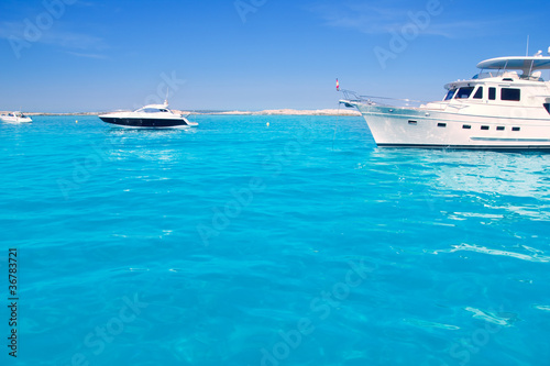 yatch in turquoise beach of Formentera