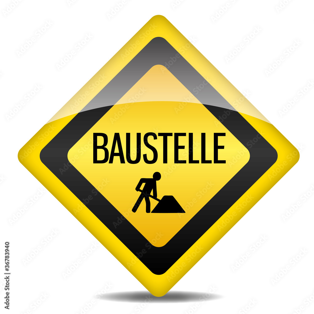 Achtung Warnung Schild Baustelle Bauarbeiter Achtung Warnung Schild Baustelle Bauarbeiter