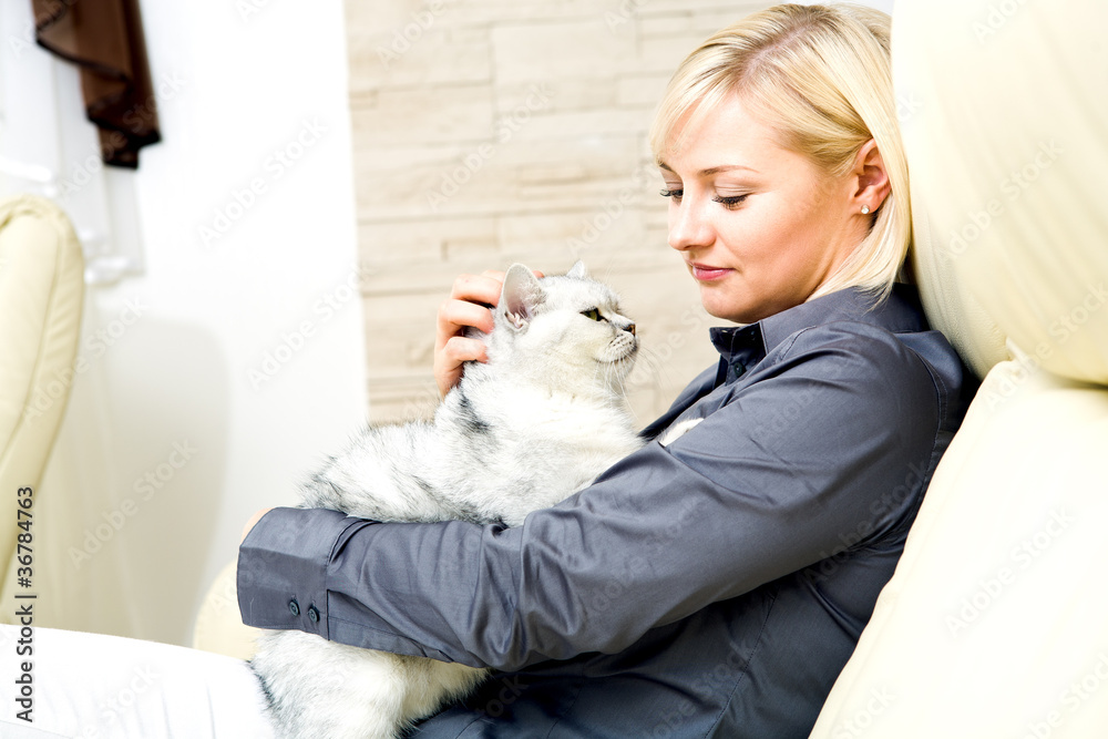 woman and cat woman and cat