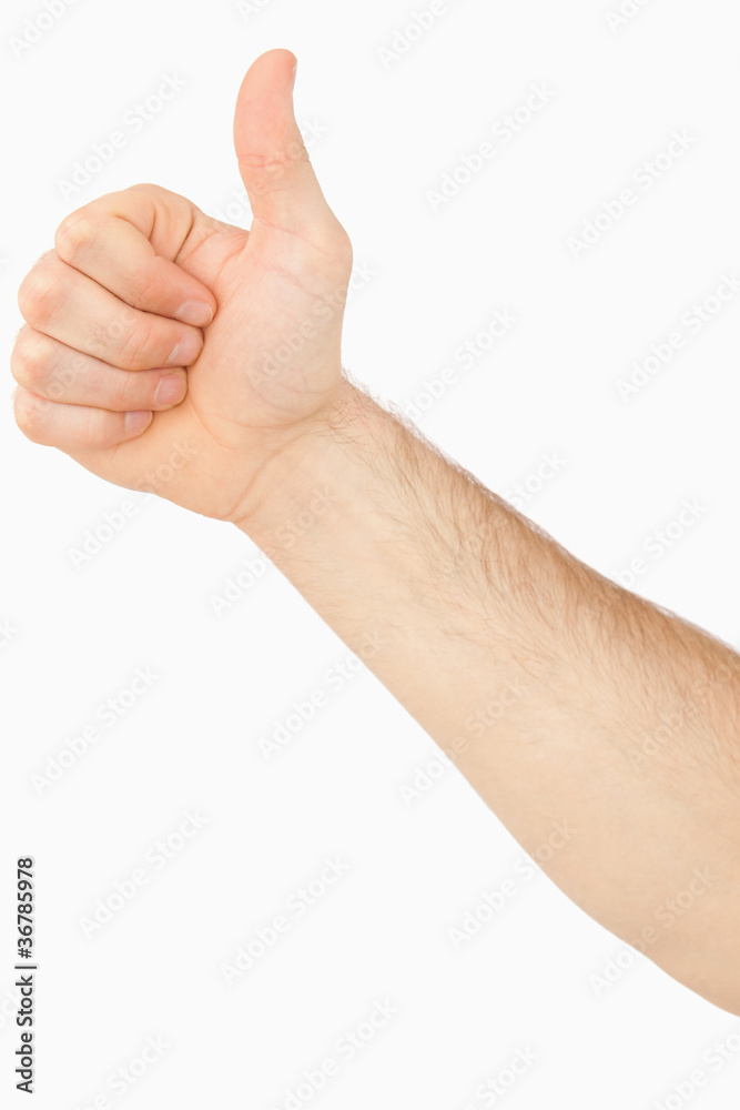 Side view of male thumb up Side view of male thumb up