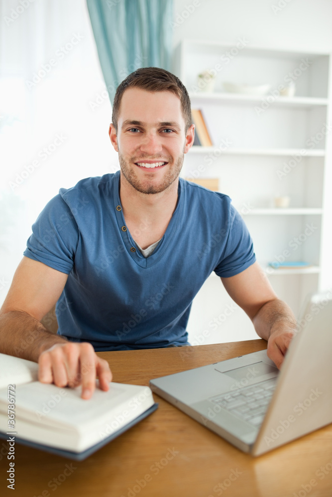 Student happy about research results Student happy about research results