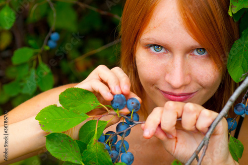 Woman and berries