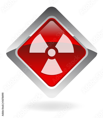 red vector button "atomic"
