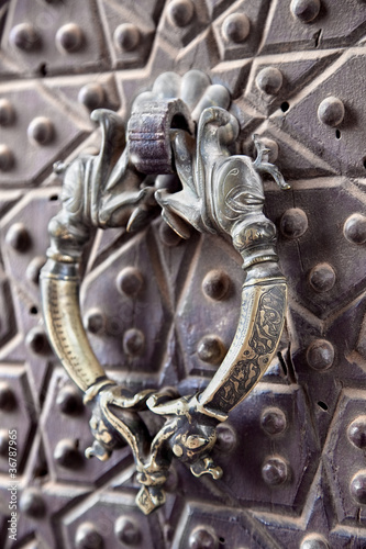 Door handle on a Agha Bozorg mosque, Kashan, Iran