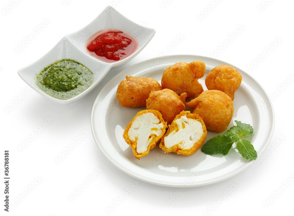 cauliflower pakora , indian fritter cuisine Stock Photo Adobe Stock