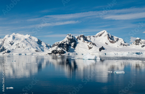 View of mountain peaks in Paradise Bay Antarctica