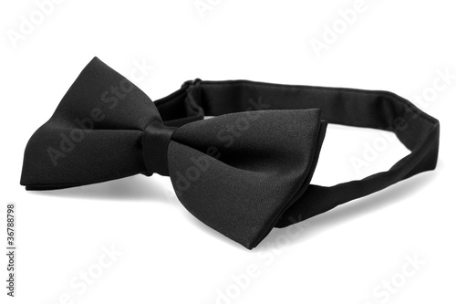 Black bow tie on white background