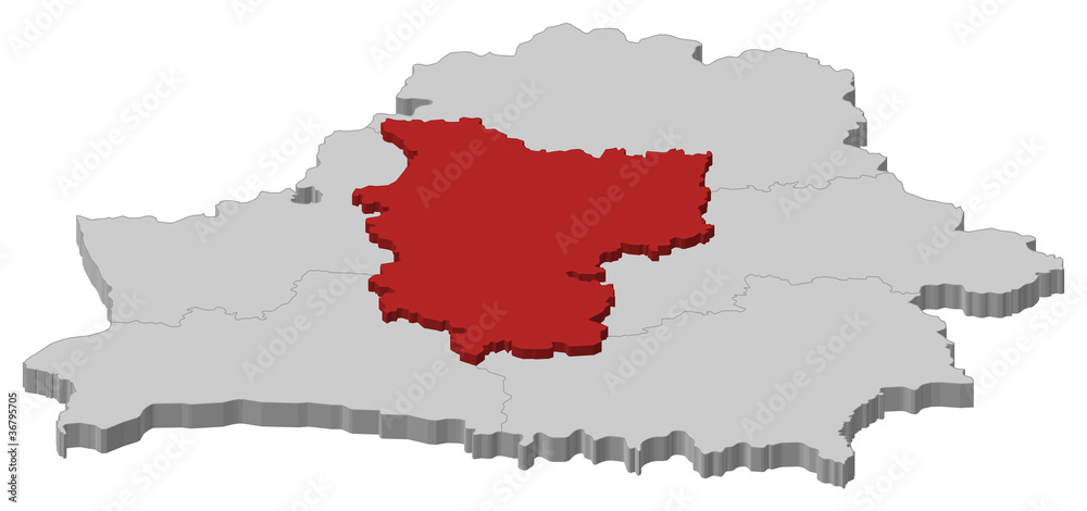 Obraz premium Map of Belarus, Minsk highlighted