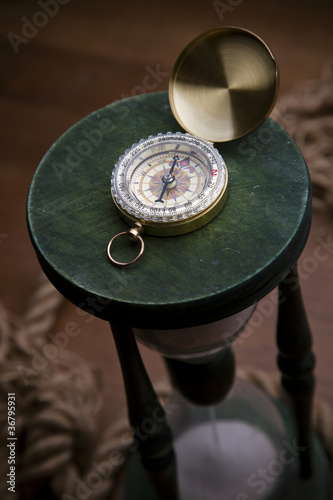 Vintage Compass and sandglass