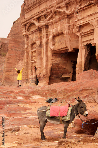 Royal Tomb in the lost rock city of Petra, Jordan. photo