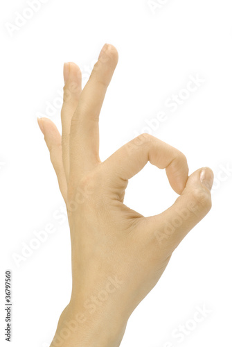 OK hand sign isolate on white