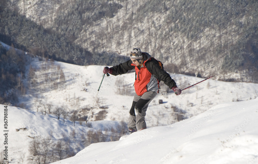 Young man skiing