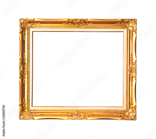 Gold Plated Wooden Picture on white background