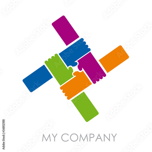 Logo teamwork, hands crossed # Vector