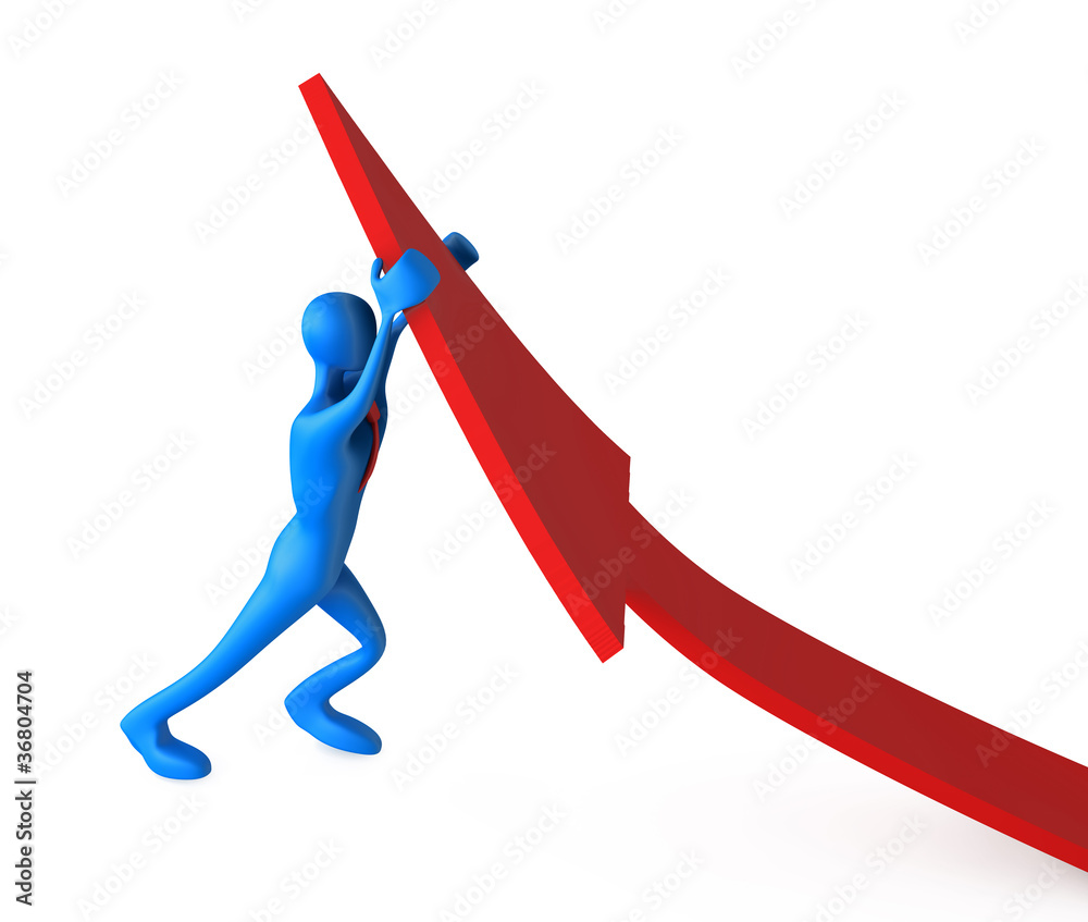 3d man turning the arrow on the upside 3d man turning the arrow on the upside
