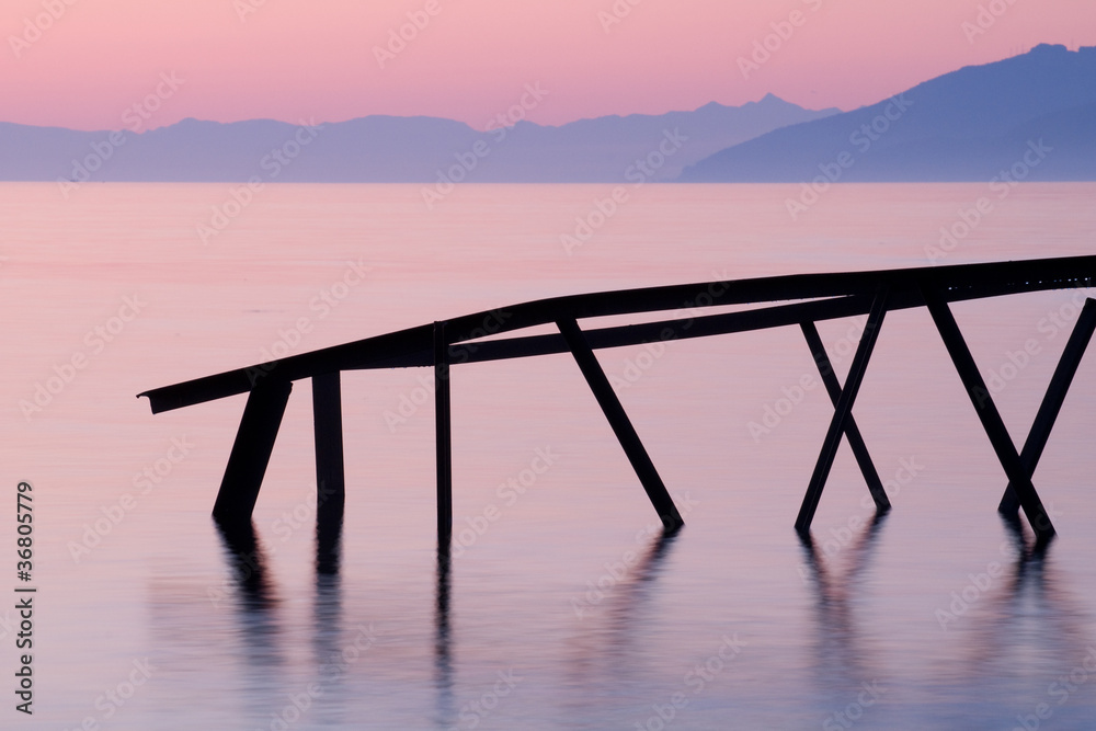 Fototapeta premium A pink dawn on Baikal lake.