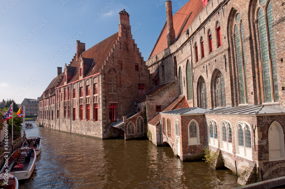 Old houses and canal at Brugge - Belguim